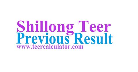 shillong teer record|Teer Previous Results .